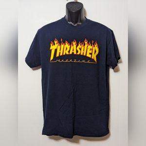 Men's Navy Blue Thrasher Magazine Streetware T-shirt Size Medium